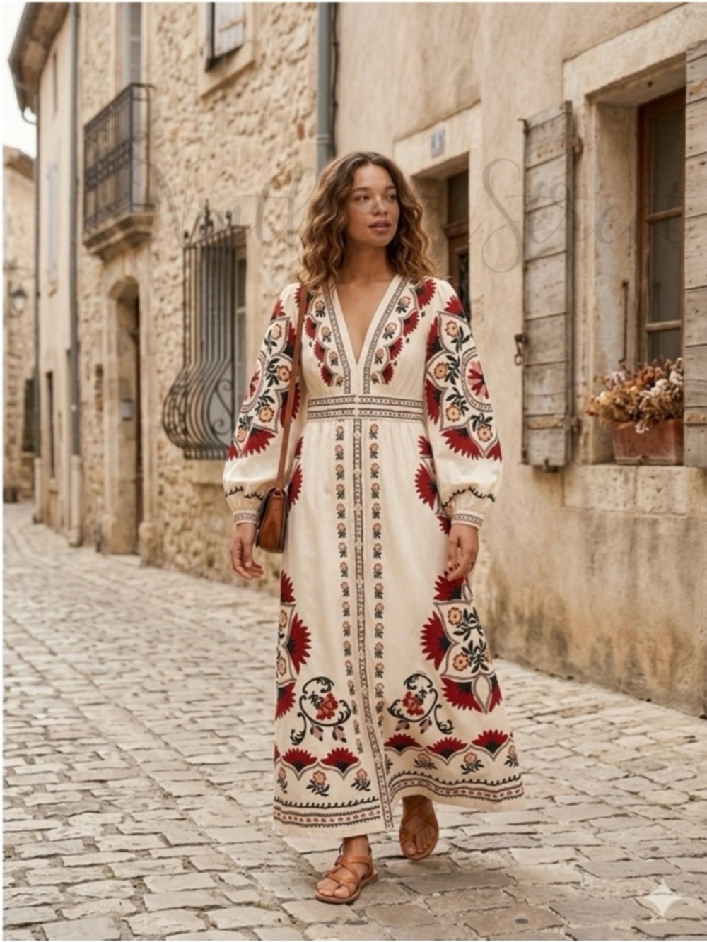 Farm Rio Cream Cashew Mandala Maxi Dress NWT Size M - Picture 5 of 8